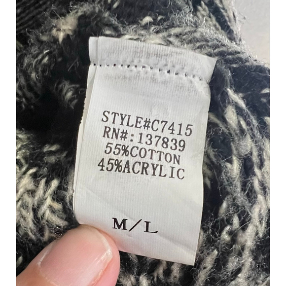 Dreamers Grey And Black Fair Isle Aztec Open Knit Cardigan Sweater - Picture 5 of 5